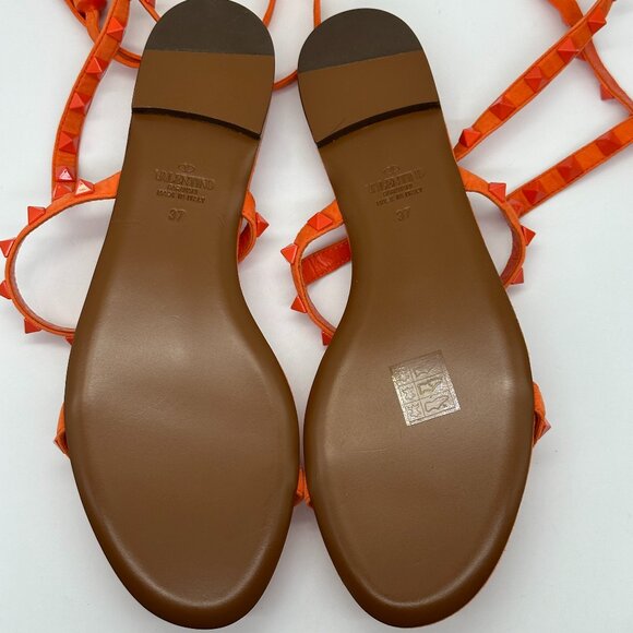 Valentino Rockstud Studded Suede Ankle Tie Flat Gladiator Sandals Shoes - Picture 11 of 12